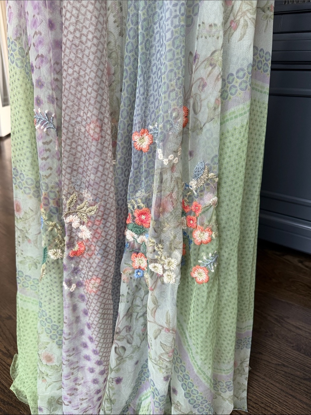 Johnny Was Light Green Floral Maxi Dress - Picture 7 of 12